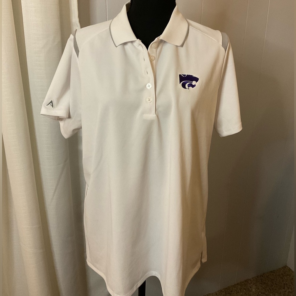 ANTIGUA K-STATE WILDCATS WOMENS WHITE LEGACY PIQUE SHORT SLEEVE POLO SHIRT